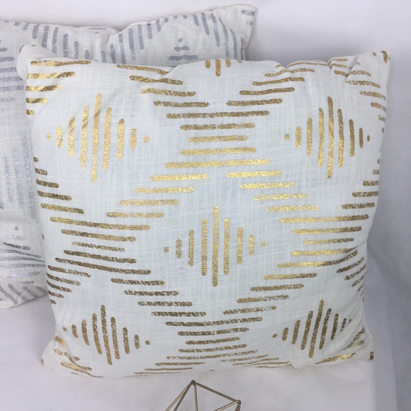 Silver & Gold Painted Fabric Accent Pillows - Picture 2 of 4